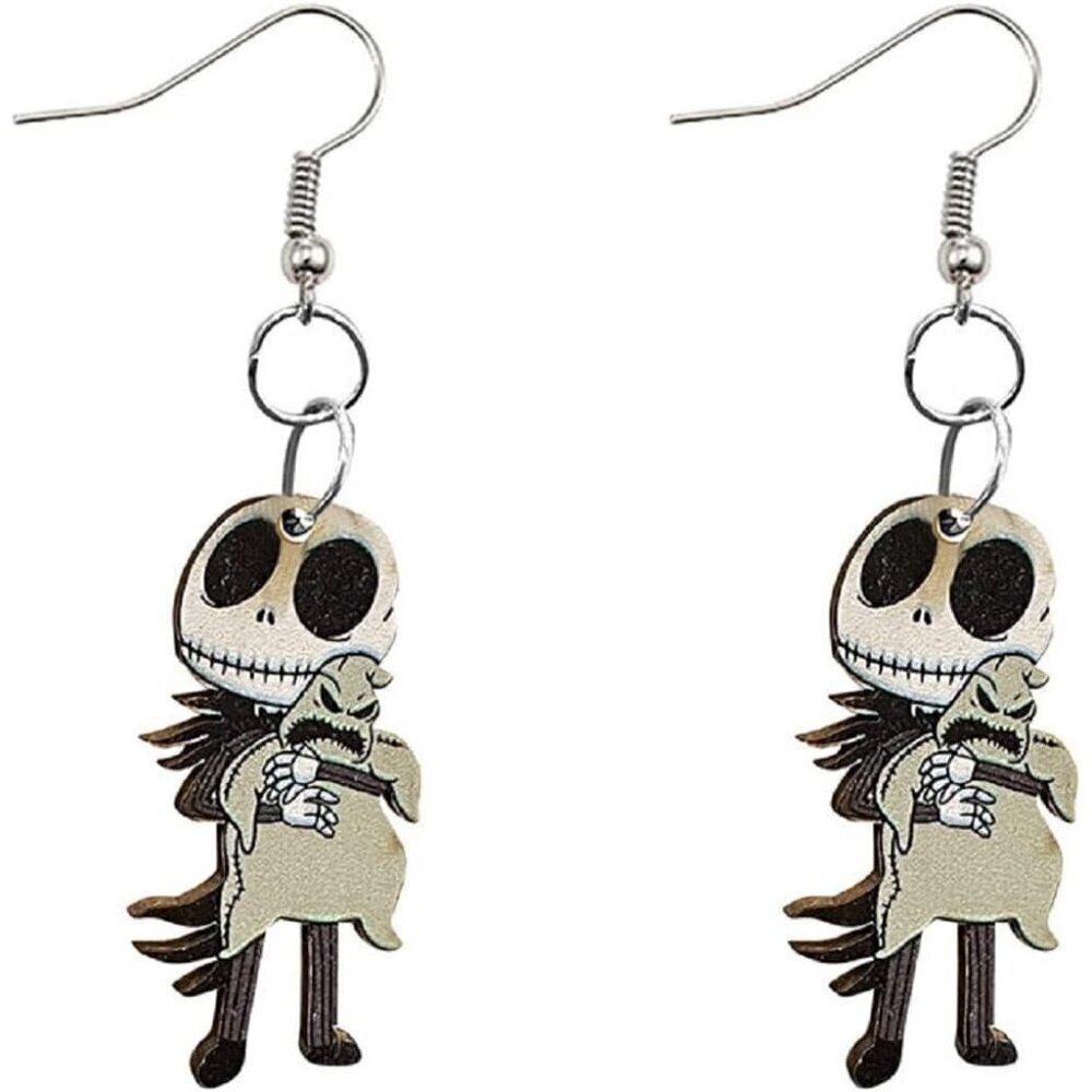 🆕Women Cute Cartoon Theme Earrings Ghost Pumpkin Wooden Dangle Creative Jewelry